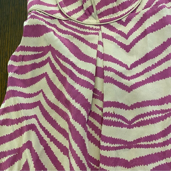 Rebecca Taylor 100% Silk Purple Grey Zebra Print Babydoll Tank Top Size 4 - Picture 4 of 9